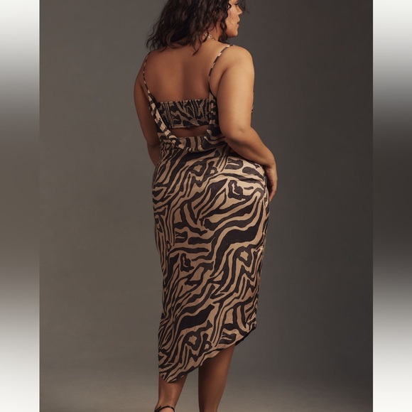 By Anthropologie sleeveless draped back asymmetrical slip midi dress, size 16W - Picture 3 of 7